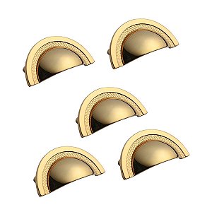 Kit 5 Puxador Shell Zen 64mm Gold (dourado Brilhante)