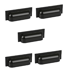 Kit 5 Puxador Plymouth Zen Preto Fosco Concha Zp5420.24