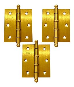 Dobradiça Para Porta Dourada Escovada 3 X 2 1/2 Anel Imab