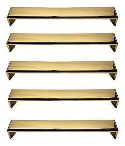 Kit 5 Puxador Creta Zen Gold Brilhante Dourado 192 Mm
