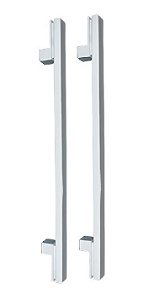 Puxador Porta Living Cromado Inox Pol Zen Duplo 50 Cm 500 Mm