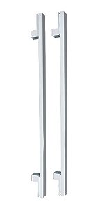Puxador Porta Living Cromado Inox Pol Zen Duplo 800 Mm 80 Cm