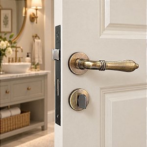 Fechadura Banheiro Lily Antique Ouro Velho Imab Classica 55m