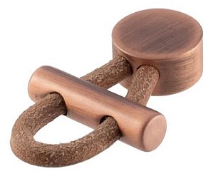 Puxador Oriente Couro Zen Ponto Vecchio Cobre Marrom Zp1799