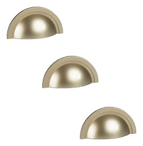 Kit 3 Puxador Shell 48 Mm Zen Dourado (fosco) Concha