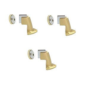 Kit 3 Prendedor Trava Porta Magnético Dourado Escovado Imab