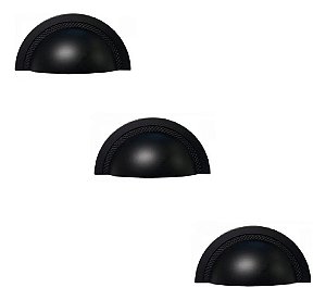 Kit 3 Puxador Shell 48mm Zen Preto Zp4319.24 Concha