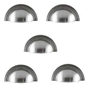 Kit 5 Puxador Shell 64 Mm Zen Cromo Escovado Com Verniz