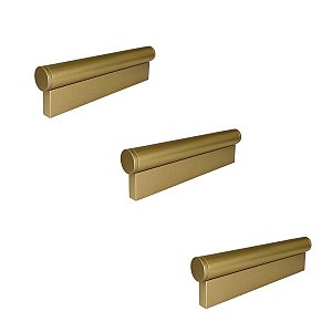 Kit 3 Puxador Sorento 96mm Dourado Fosco Zen Móveis
