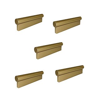 Kit 5 Puxador Sorento 96mm Dourado Fosco Zen Móveis