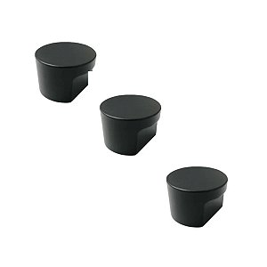 Kit 3 Puxador Moveis Radio Medio 16mm Preto Zen Ponto