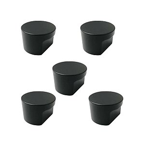 Kit 5 Puxador Moveis Radio Medio 16mm Preto Zen Ponto
