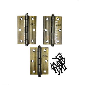 Dobradiça Porta Madeira 29 Kg Envelhecido Ouro Velho 3 Pçs