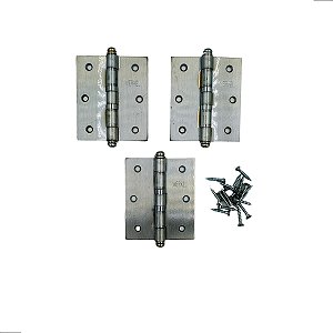 Dobradiça Porta Madeira 35 Kg Anel Escovada 3 Pçs 3.1/2 X 3