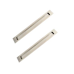 Kit 2 Puxador Concha Embutir Porta Inox 304 Escovado 45 Cm