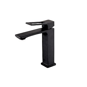 Torneira Banheiro Lavabo Quadrada Preta Curta Baixa Metal