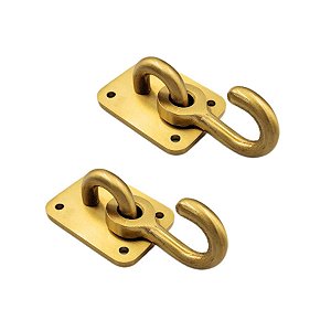 2 Ganchos De Rede Latão Dourado Fosco Fechart (par) + Paraf