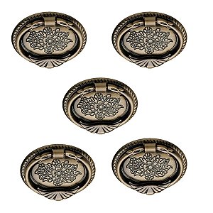 Kit 5 Puxador Italy Line 102 Colonial Antique Metal 8922