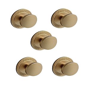 Kit 5 Puxador Beetle Com Base Granada Zen Dourado (fosco)