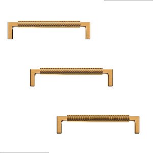 KIT 3 PUXADOR ZIGRINATO IL1780 160MM BRONZE ESC ( DOURADO )