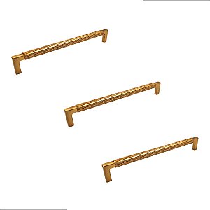 KIT 3 PUXADOR ZIGRINATO IL1780 192MM BRONZE ESC ( DOURADO )