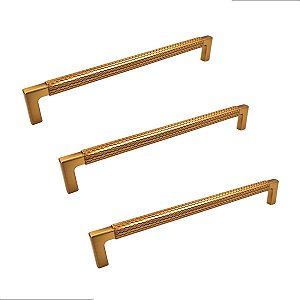 KIT 3 PUXADOR ZIGRINATO IL1780  224MM BRONZE ESC( DOURADO )