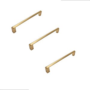 Kit 3 Puxador Liveri Il 955 128mm Dourado Fosco Italy Line