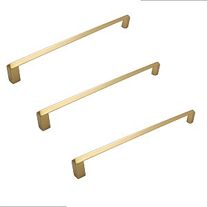 Kit 3 Puxador Liveri Il 955 224mm Dourado Fosco Italy Line