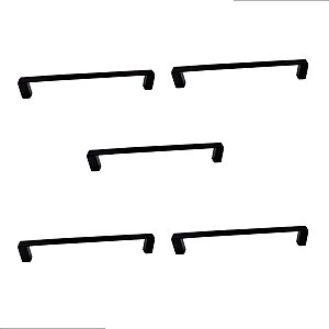 Kit 5 Puxador Moveis Liveri Il 955 128mm Preto Italy Line