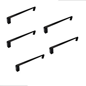 Kit 5 Puxador P/ Moveis Liveri Il 955 160mm Preto Italy Line