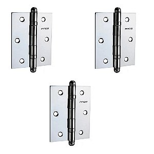 Dobradiça Porta Madeira Pado 3530 Cromada Rolamento Kit 3 Pç
