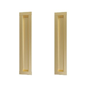 Kit 2 Puxador Concha Celleno Dourado Matte Fosco 80 Cm Il255