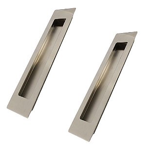 Kit 2 Puxador Concha Embutir Porta Inox 304 Escovado 25 Cm