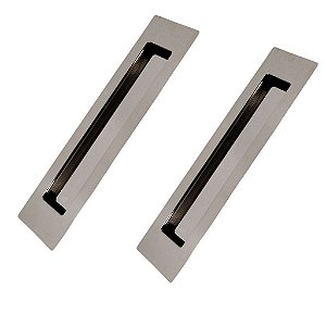 Kit 2 Puxador Concha Embutir Porta Inox Polido Cromado 25cm