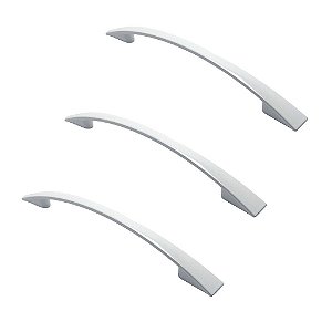 Kit 3 Puxador Branco Italy Line 2092 Metal 128mm