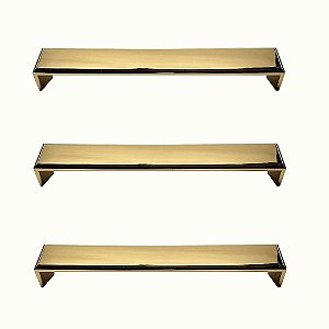 Kit 3 Puxador Creta Zen Gold Brilhante Dourado 192 Mm