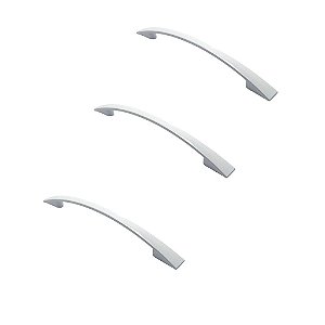 Kit 3 Puxador Italy Line 2092 Branco Metal 096mm