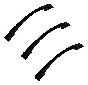Kit 3 Puxador Italy Line Preto Fosco 2092 Metal 128mm