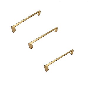 Kit 3 Puxador Liveri Il 955 128mm Dourado Fosco Italy Line