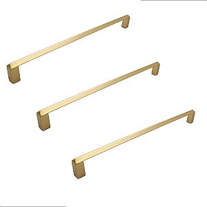 Kit 3 Puxador Liveri Il 955 224mm Dourado Fosco Italy Line