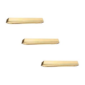 Kit 3 Puxador Moveis Elemento G 128mm Gold Dourado Brilhante
