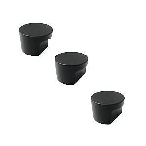 Kit 3 Puxador Moveis Radio Medio 16mm Preto Zen Ponto