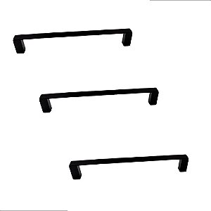 Kit 3 Puxador p/ Moveis Liveri Il 955 128mm Preto Italy Line
