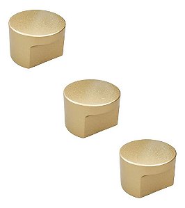 Kit 3 Puxador Radio Medio Zen 16mm Dourado (fosco)  Ponto