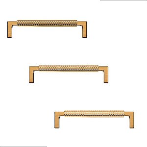 KIT 3 PUXADOR ZIGRINATO IL1780 160MM BRONZE ESC ( DOURADO )