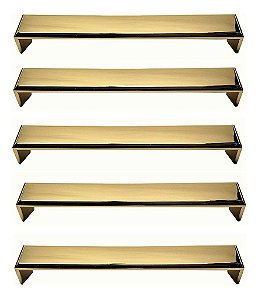 Kit 5 Puxador Creta Zen Gold Brilhante Dourado 192 Mm
