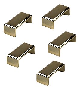 Kit 5 Puxador Creta Zen Gold Dourado Brilhante 64 Mm