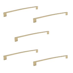 Kit 5 Puxador Dourado Fosco Il950 Liveri Italy Metal 224mm