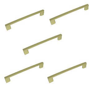 Kit 5 Puxador Dourado Il 950 Metal 96mm C/ Parafusos