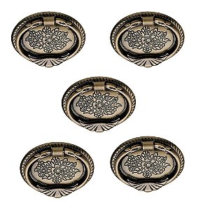 Kit 5 Puxador Italy Line 102 Colonial Antique Metal 8922